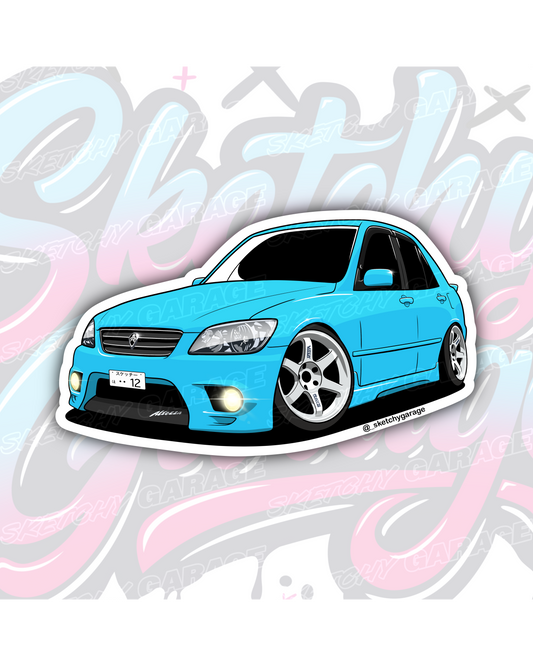 Hand-drawn Toyota Altezza vinyl sticker by Sketchy Garage