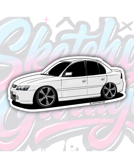 Hand-drawn Holden VY Commodore Sedan vinyl sticker by Sketchy Garage