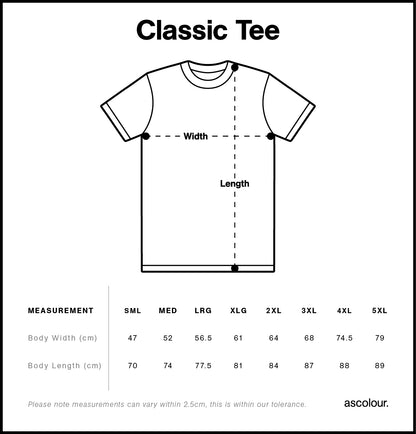 AS Colour classic tee sizing chart