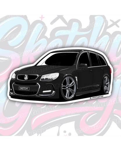 Hand-drawn Holden VF Commodore Wagon vinyl sticker by Sketchy Garage