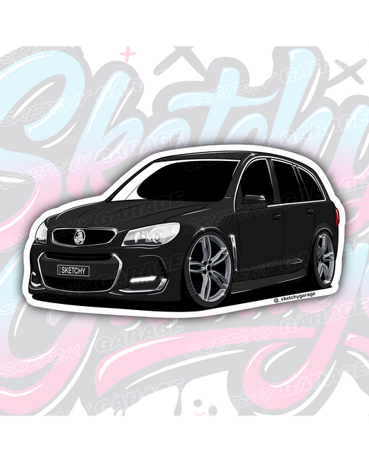 Hand-drawn Holden VF Commodore Wagon vinyl sticker by Sketchy Garage
