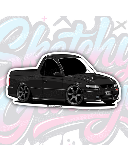 Hand-drawn Holden VU Commodore Ute vinyl sticker by Sketchy Garage