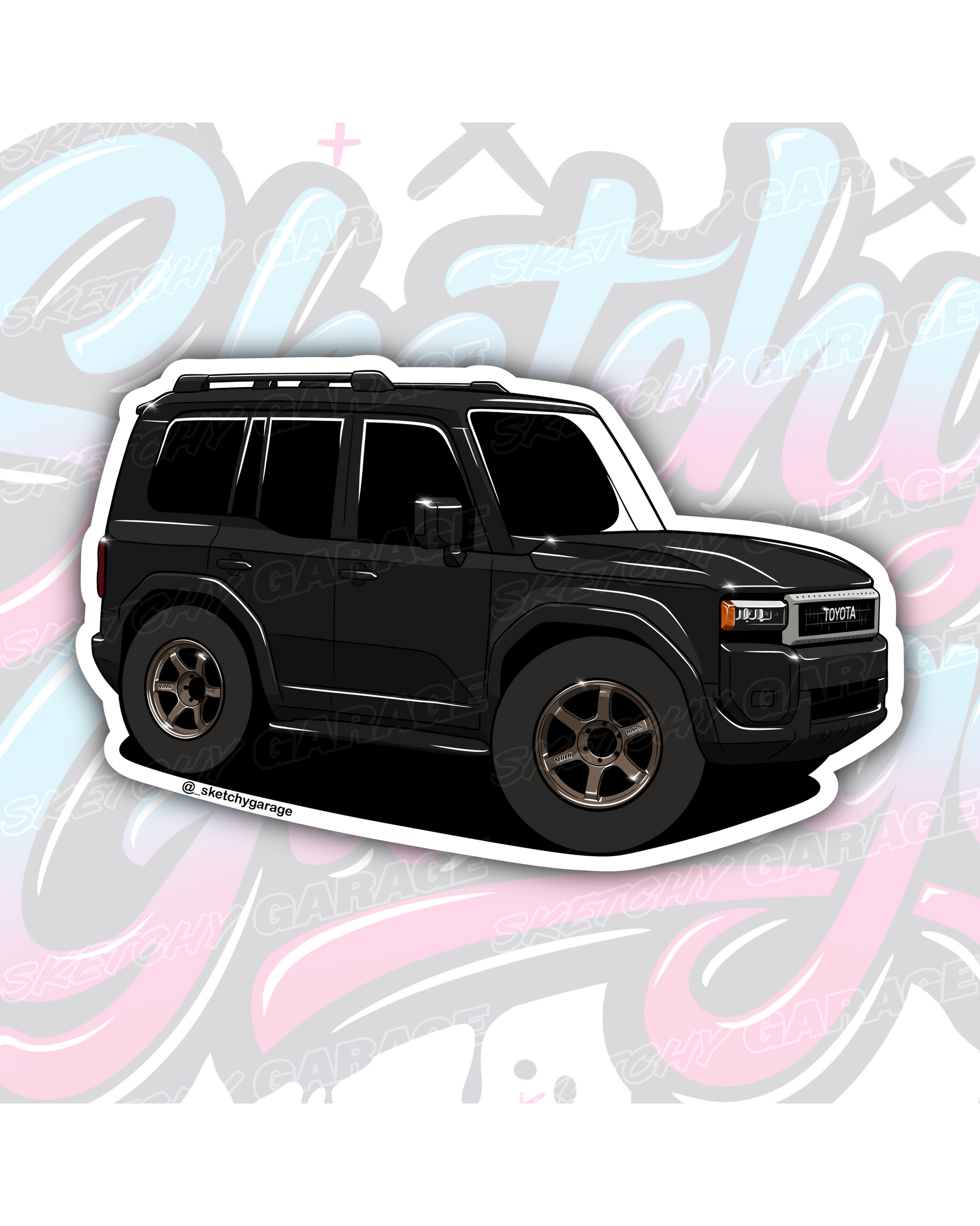 and-drawn Toyota J250 Prado 4WD vinyl sticker by Sketchy Garage