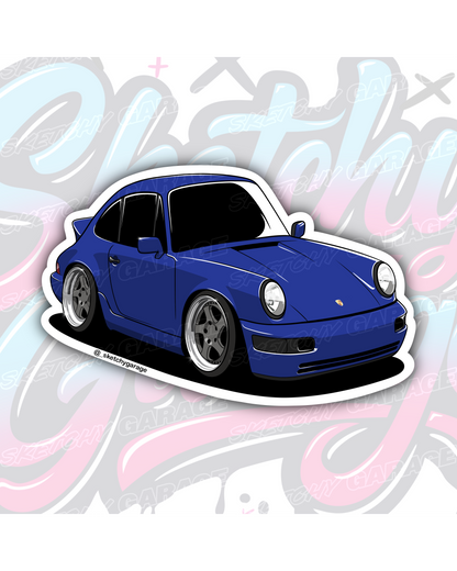 Hand-drawn Porsche 964 vinyl sticker by Sketchy Garage