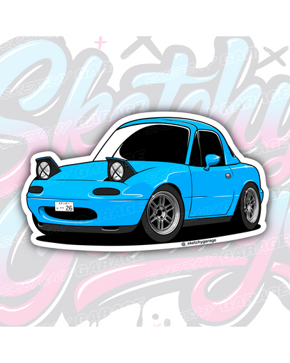 Hand-drawn Mazda NA MX5 vinyl sticker by Sketchy Garage