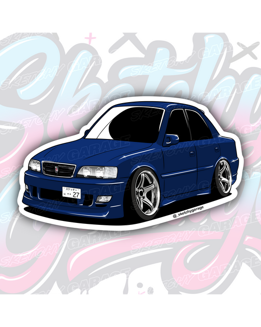 Hand-drawn JZX100 Chaser vinyl sticker by Sketchy Garage