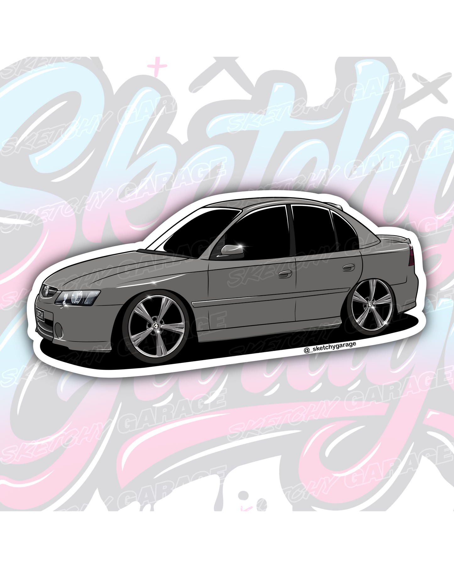 Hand-drawn Holden VY Commodore Sedan vinyl sticker by Sketchy Garage
