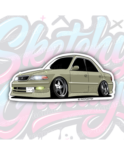 Hand-drawn Toyota JZX100 vinyl sticker by Sketchy Garage