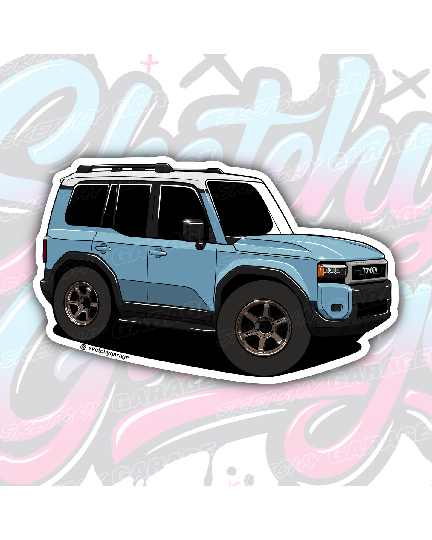 and-drawn Toyota J250 Prado 4WD vinyl sticker by Sketchy Garage
