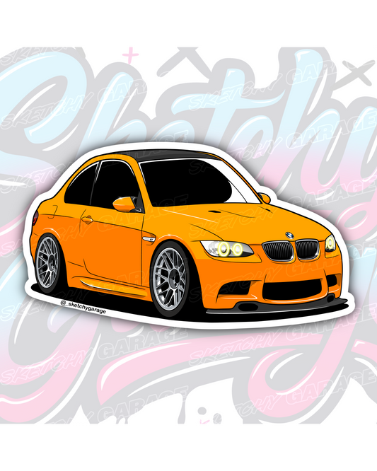 Hand-drawn BMW E92 M3 vinyl sticker by Sketchy Garage