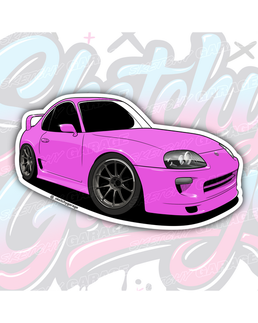 Hand-drawn Toyota A80 Supra vinyl sticker by Sketchy Garage