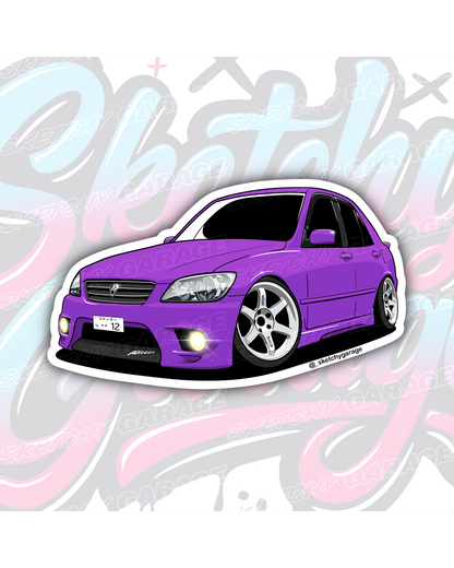 Hand-drawn Toyota Altezza vinyl sticker by Sketchy Garage