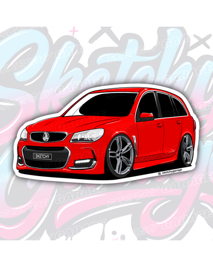 Hand-drawn Holden VF Commodore Wagon vinyl sticker by Sketchy Garage
