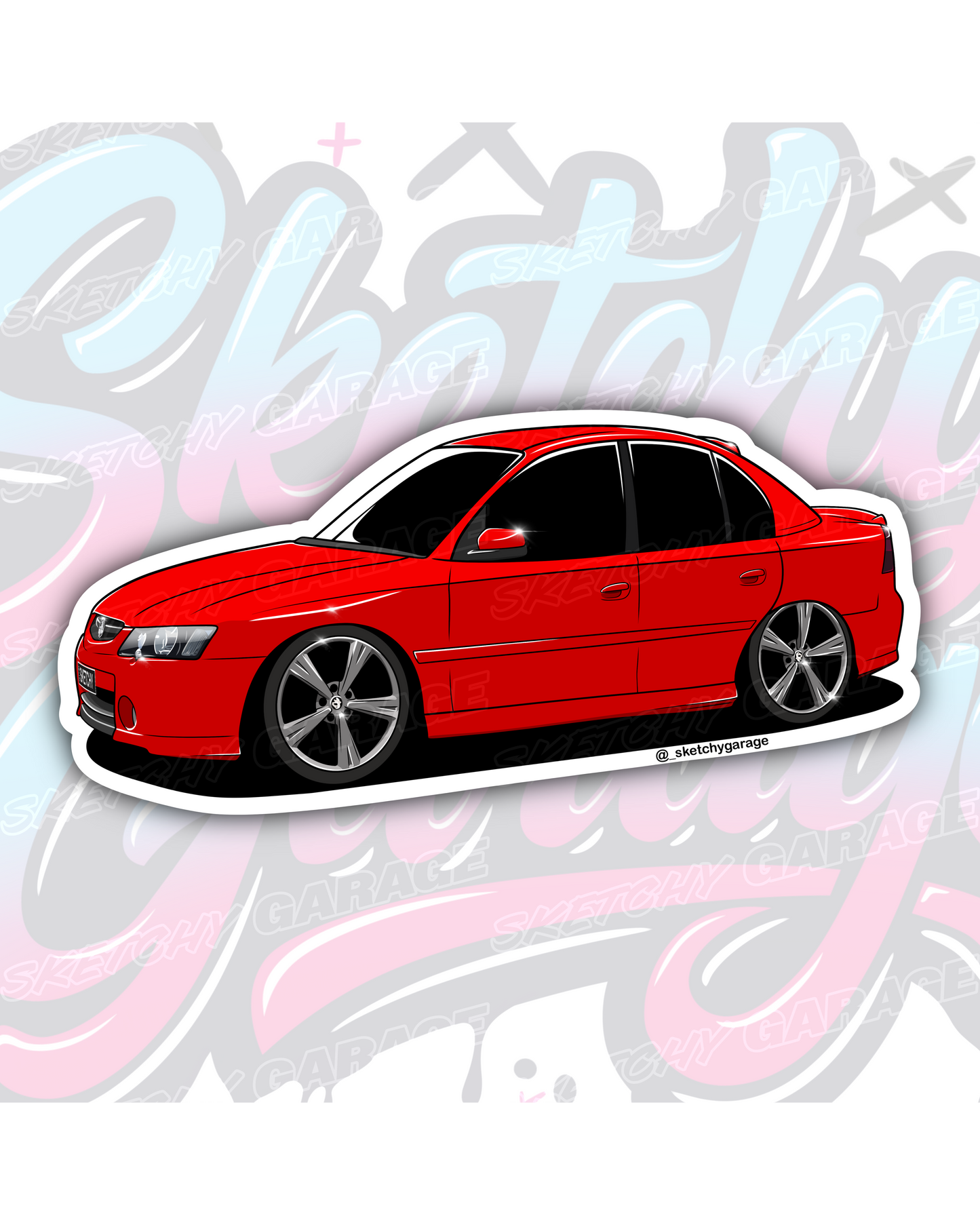 Hand-drawn Holden VY Commodore Sedan vinyl sticker by Sketchy Garage