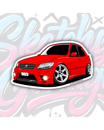 Hand-drawn Toyota Altezza vinyl sticker by Sketchy Garage