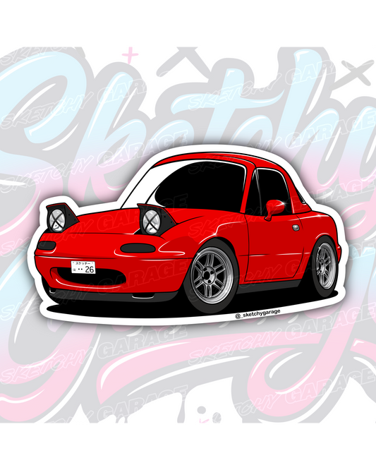 Hand-drawn Mazda NA MX5 vinyl sticker by Sketchy Garage