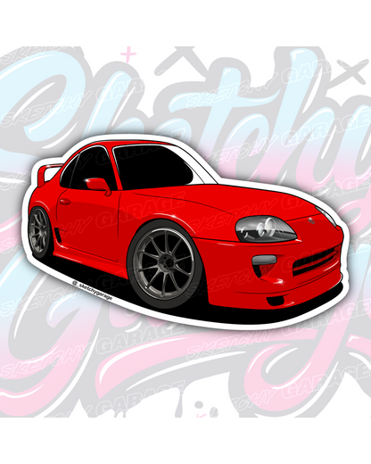 Hand-drawn Toyota A80 Supra vinyl sticker by Sketchy Garage