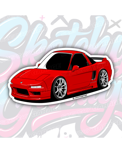 Hand-drawn Honda NSX vinyl sticker by Sketchy Garage