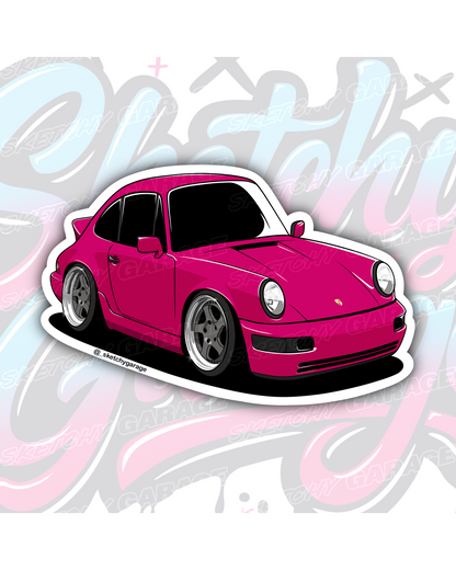 Hand-drawn Porsche 964 vinyl sticker by Sketchy Garage