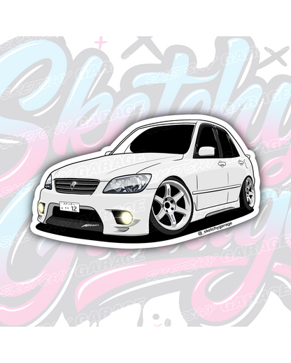 Hand-drawn Toyota Altezza vinyl sticker by Sketchy Garage