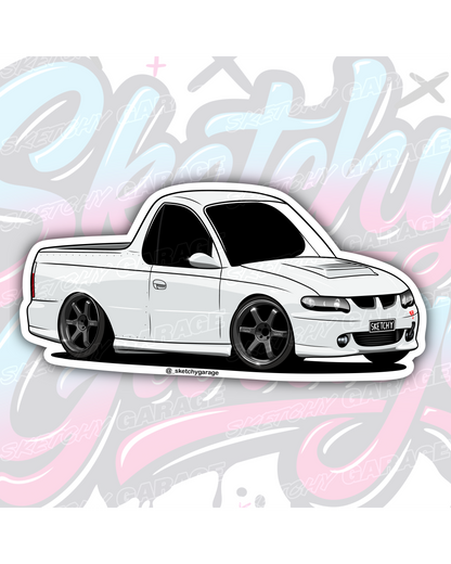 Hand-drawn Holden VU Commodore Ute vinyl sticker by Sketchy Garage