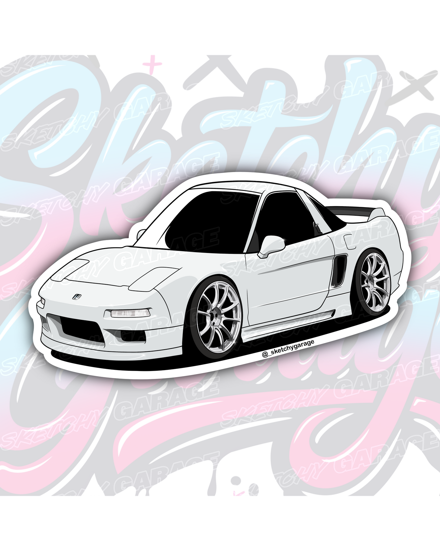Hand-drawn Honda NSX vinyl sticker by Sketchy Garage