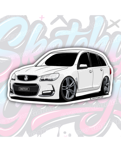 Hand-drawn Holden VF Commodore Wagon vinyl sticker by Sketchy Garage